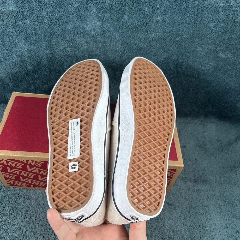 Vans Asher Slip On‎ Shoes Women's Size 6 Suede Sherpa Desert Taupe Sneakers